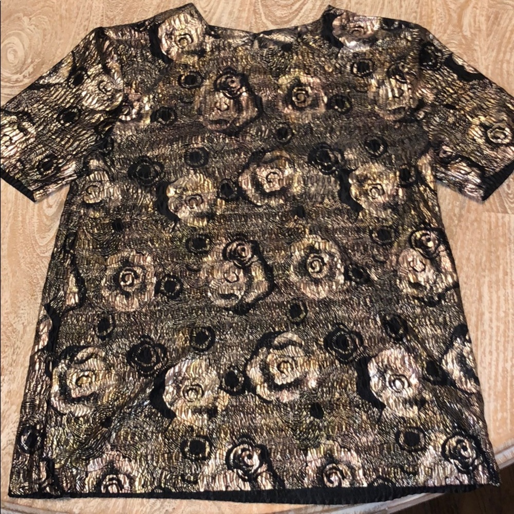 Vintage lame top shoulder pads silver black medium